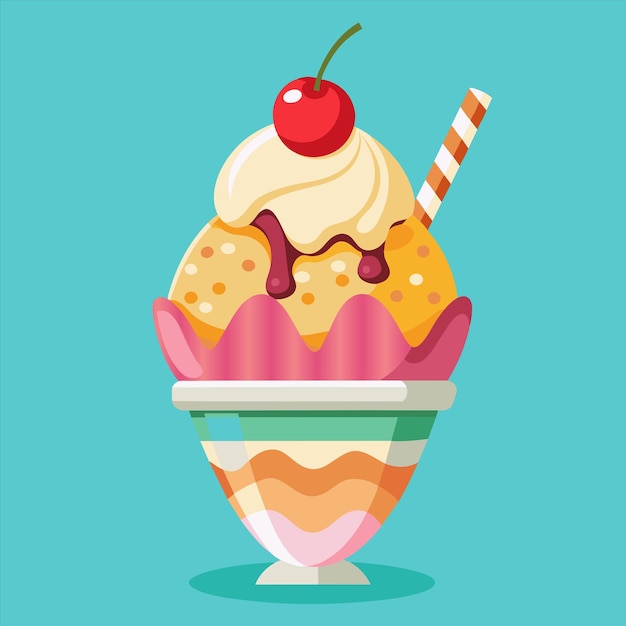 Un cono de helado con una cereza encima