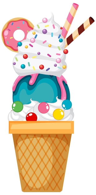 Vector cono de helado con coberturas