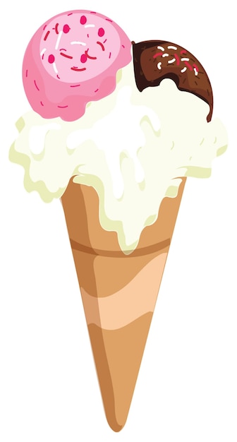 Un cono de helado con diferentes sabores de helado