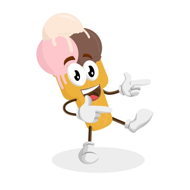 cono de helado de dos colores logotipo mascota pose de salud