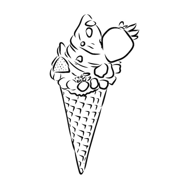 cono de helado garabato dibujo vectorial de helado