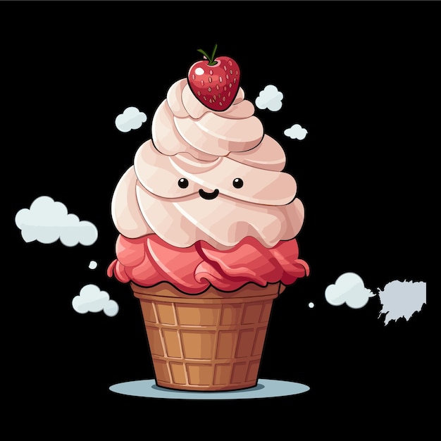 un cono de helado icono de dibujos animados ilustración concepto de icono de comida dulce aislado