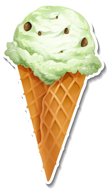 Vector cono de helado de menta con chispas de chocolate