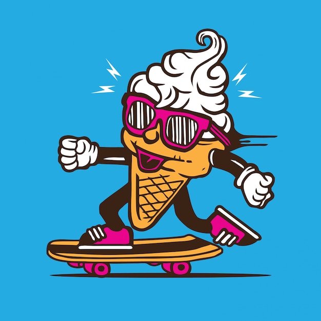 Cono De Helado Patinador Patín Carácter