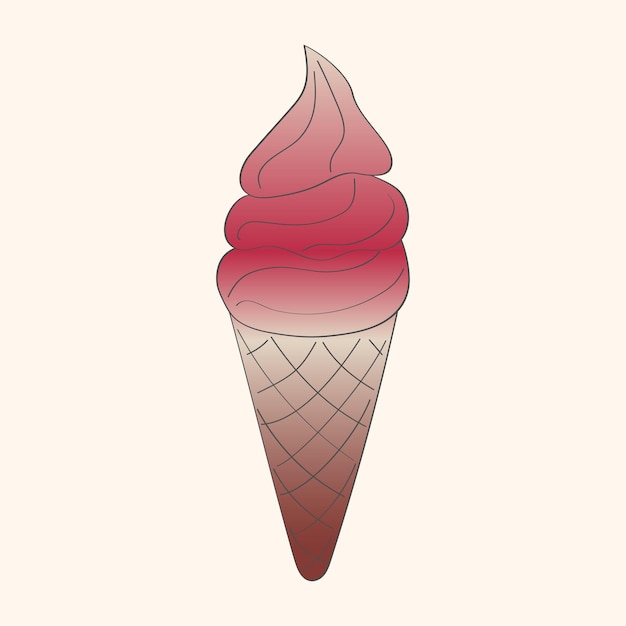 Cono de helado rosa sobre un fondo blanco