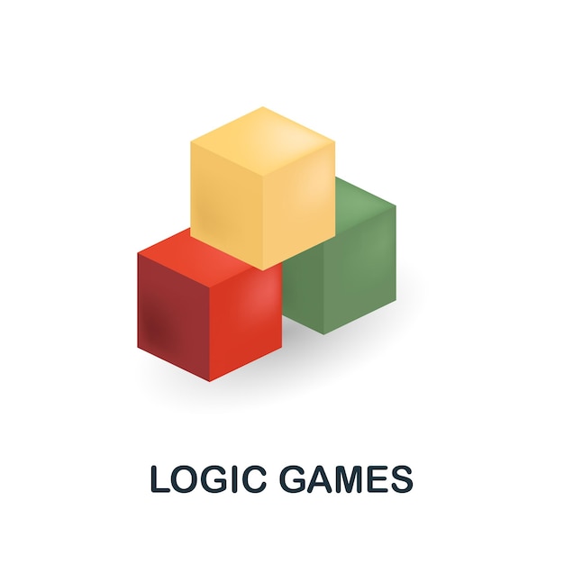 Ícono de juegos lógicos ilustración 3d de la colección de regreso a la escuela Ícono 3d de juegos lógicos creativos para plantillas de diseño web, infografías y más