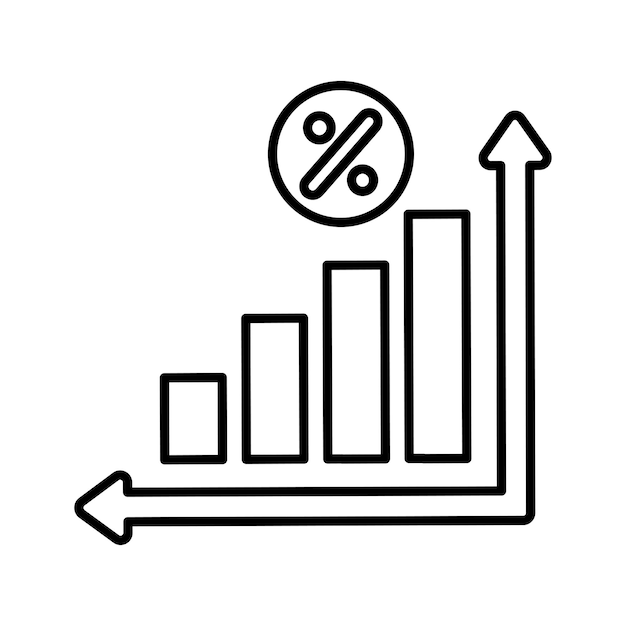 Ícono de línea de crecimiento de la tasa de interés Vector de esquema