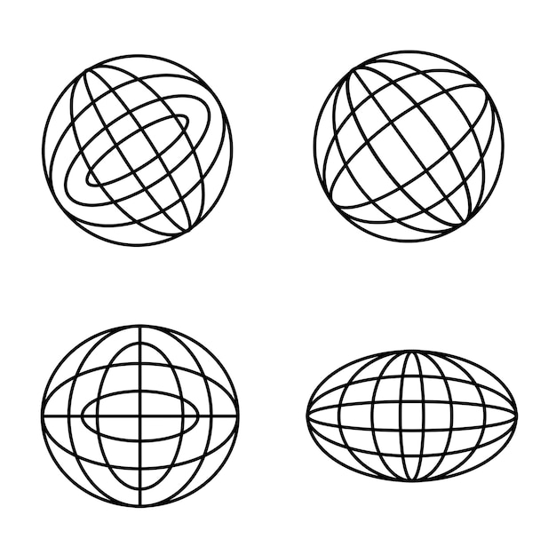 Ícono de línea mundial Trucado que se puede editar Línea de globo Icono de línea de globo Arte vectorial Ilustración
