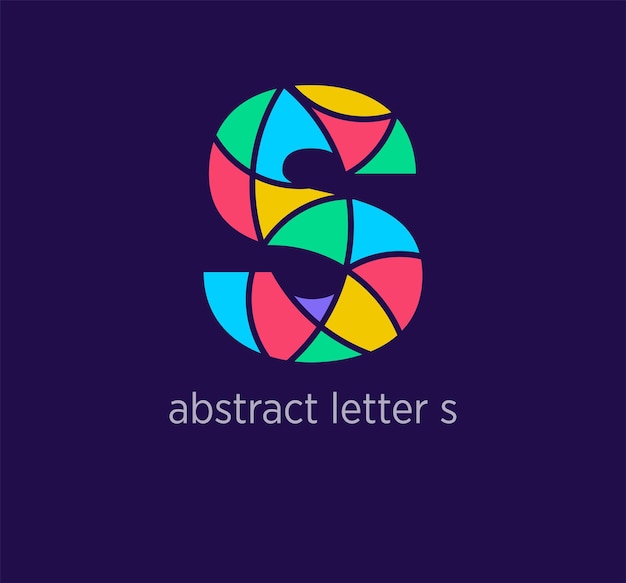 Ícono de logotipo abstracto moderno letra s Diseño de mosaico único transiciones de color Letra colorida s