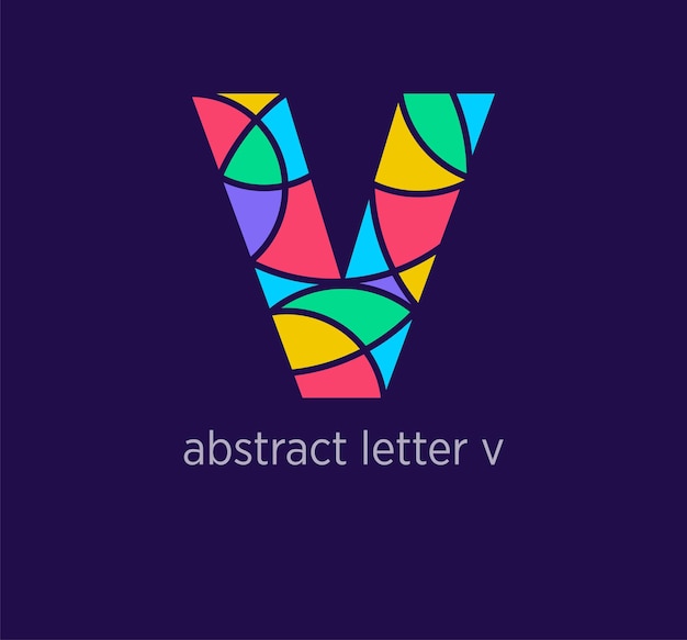Ícono de logotipo abstracto moderno letra v Diseño de mosaico único transiciones de color Letra colorida v