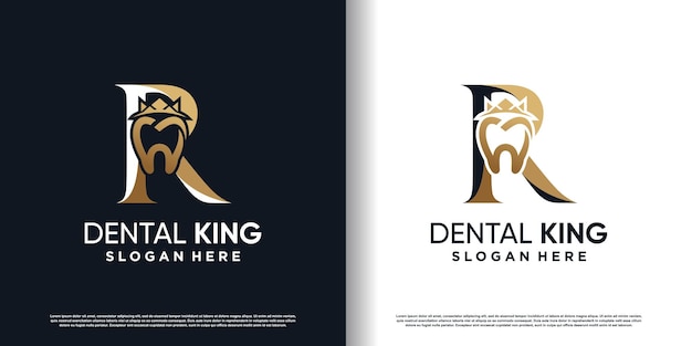 Ícono de logotipo de belleza dental con vector premium de concepto de letra r