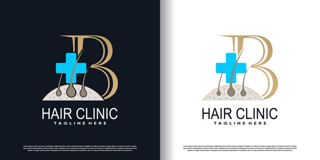 Ícono de logotipo de cuidado del cabello con B inicial y vector premium de concepto creativo