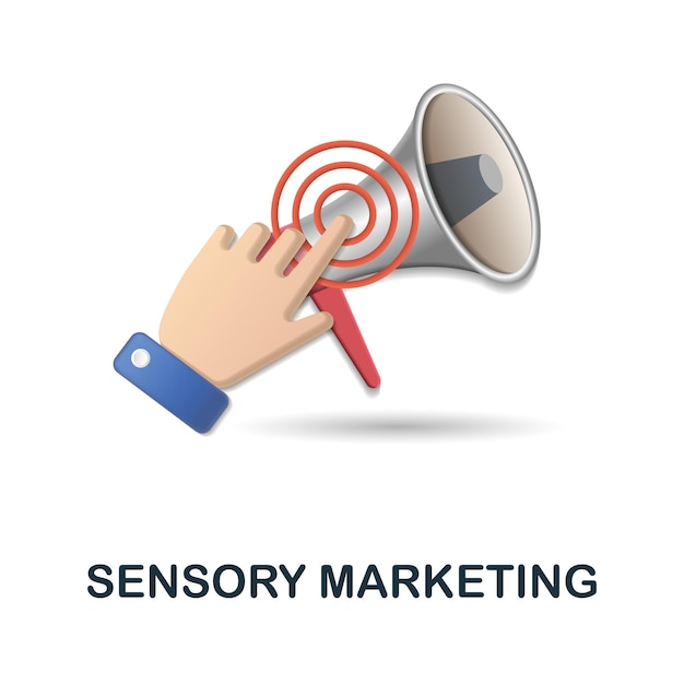 Ícono de marketing sensorial Ilustración 3d de la colección de neuromarketing Ícono 3d de marketing sensorial creativo para plantillas de diseño web, infografías y más