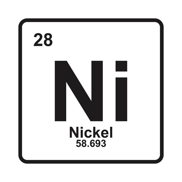 Ícono de níquel elemento químico en la tabla periódica