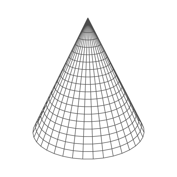 Vector cono bajo poli forma geométrica de rejilla de estructura metálica