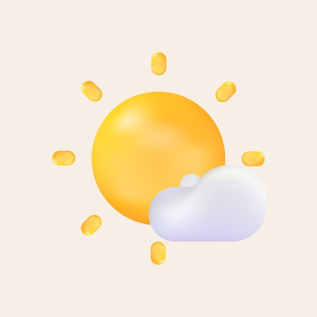 Ícono de sol y nube aislado en ilustración vectorial de fondo claro