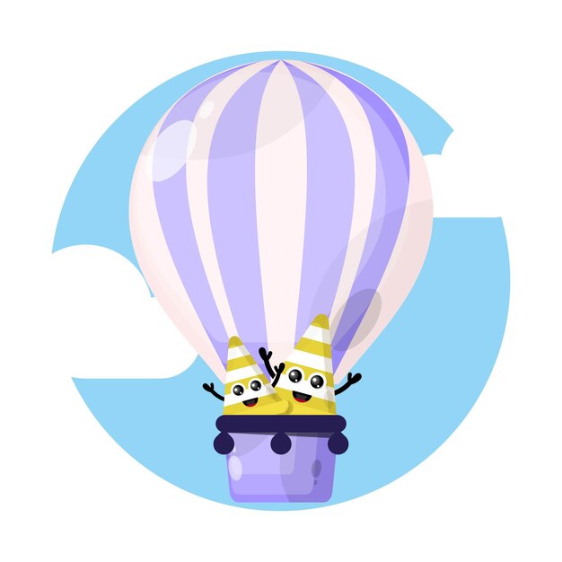 cono de tráfico globo lindo personaje logo