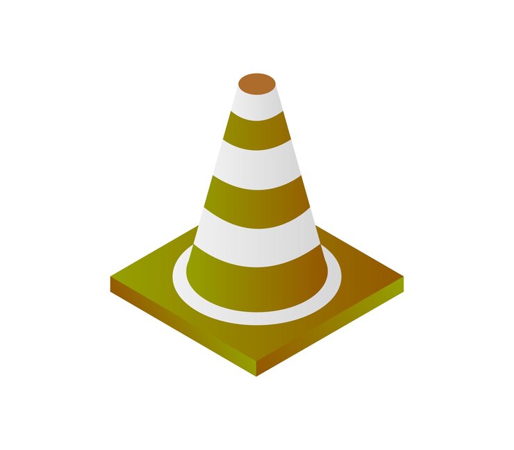 Vector cono de tráfico isométrico