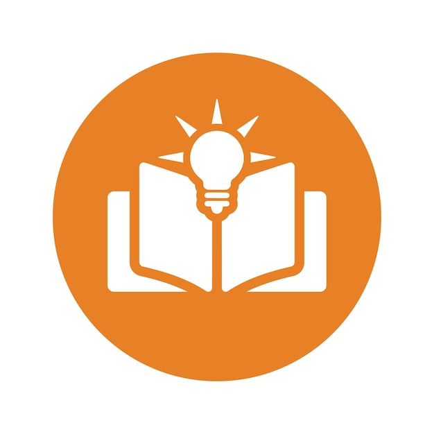 Conocer el icono de conocimiento de color naranja vector EPS