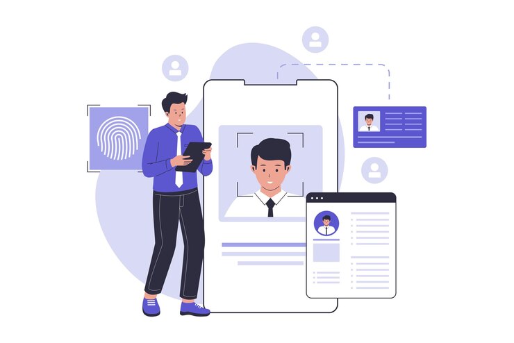 Vector conocer a su cliente o ilustración del concepto de kyc digital