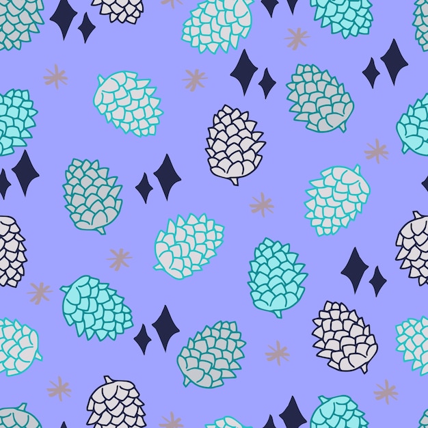 Conos con estrellas y copos de nieve vector de patrones sin fisuras Fondo de invierno para invitaciones tarjetas de felicitación y papel de regalo