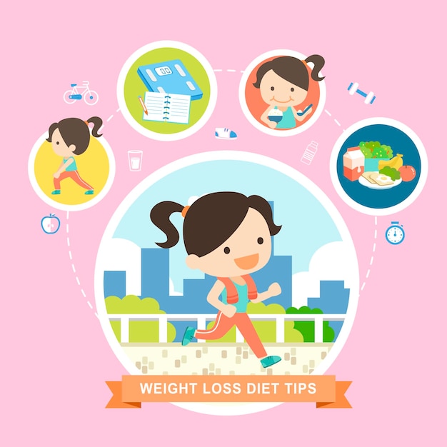 consejos de dieta para bajar de peso en estilo de diseño plano