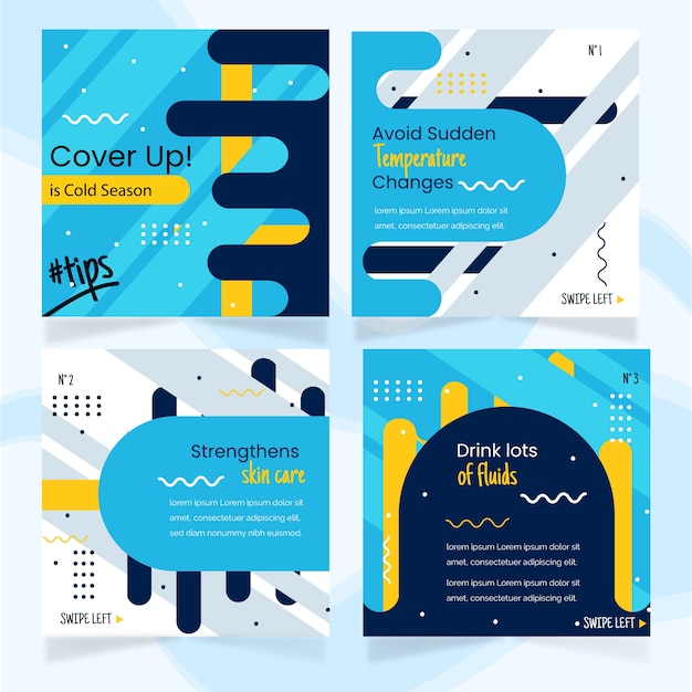 Vector consejos instagram post collection