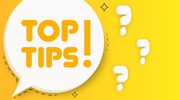 Consejos principales burbuja de habla con consejos principales texto ilustración 2d estilo plano icono de línea vectorial para negocios y publicidad