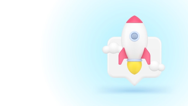 Los consejos rápidos de lanzamiento de cohetes de inicio de negocios comienzan a apuntar a la solución de marketing vector de icono 3d