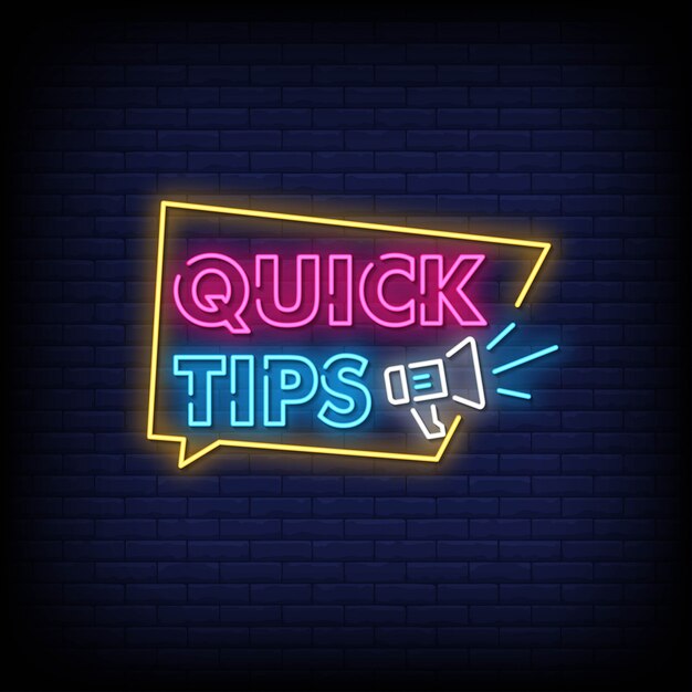 Consejos rápidos Neon Signs Style Text Vector