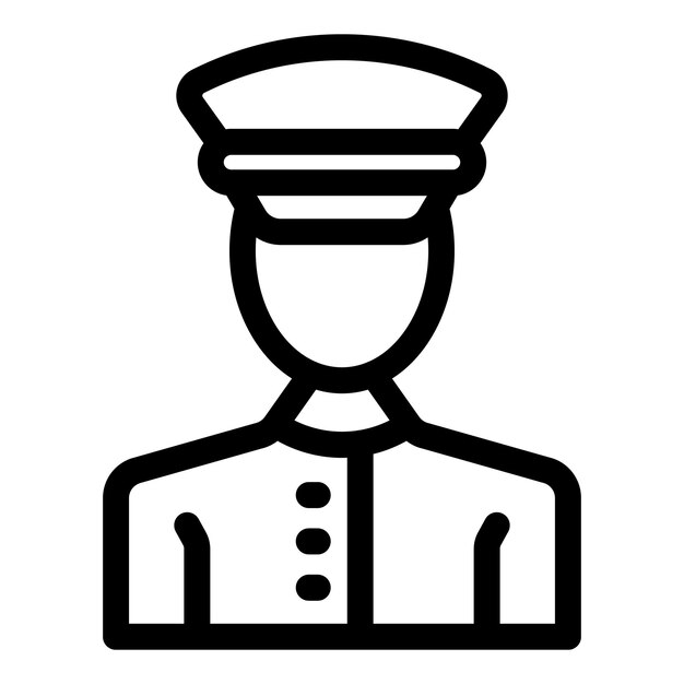 El conserje del hotel lleva un uniforme con botones e icono de sombrero.