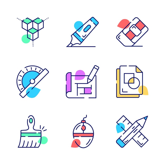 Consigue este conjunto de iconos de arte y diseño cuidadosamente elaborados