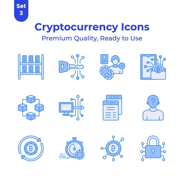 Consigue este hermoso y increíble conjunto de vectores de criptomoneda listo para su descarga premium