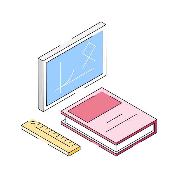 Consigue este ícono de estilo isométrico del material de estudio