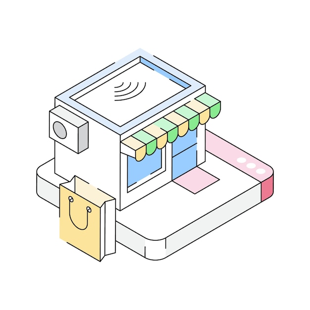 Consigue este icono de estilo isométrico de la tienda inteligente