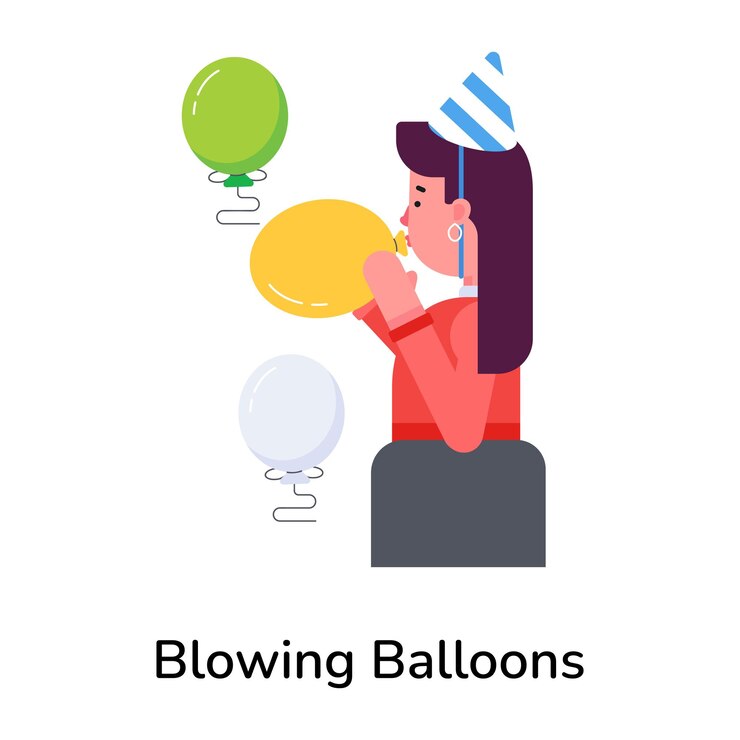 Vector consigue este ícono plano de la chica soplando globos