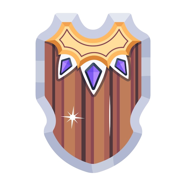 Consigue este icono plano de escudo de madera
