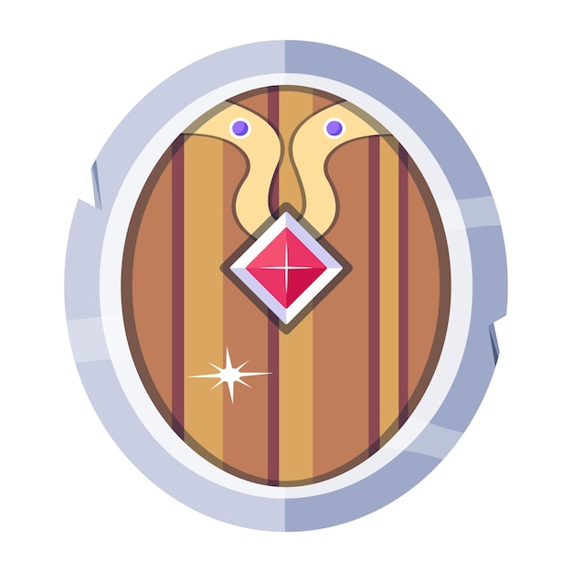 Consigue este icono plano de escudo de madera