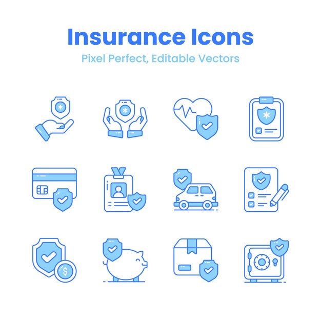 Consigue estos iconos de seguros cuidadosamente diseñados listos para usar en tu próximo proyecto