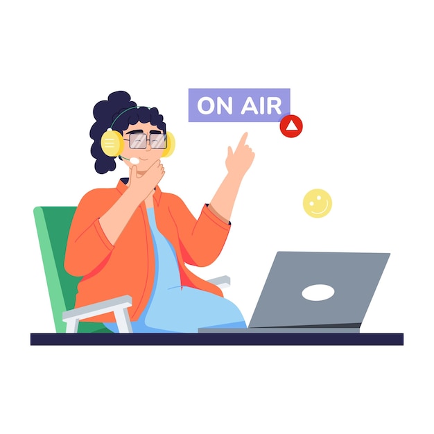 Consigue esta ilustración plana del podcast en el aire
