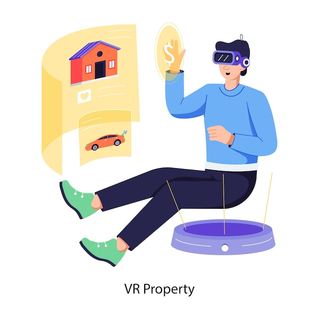 Consigue esta ilustración plana de la propiedad vr