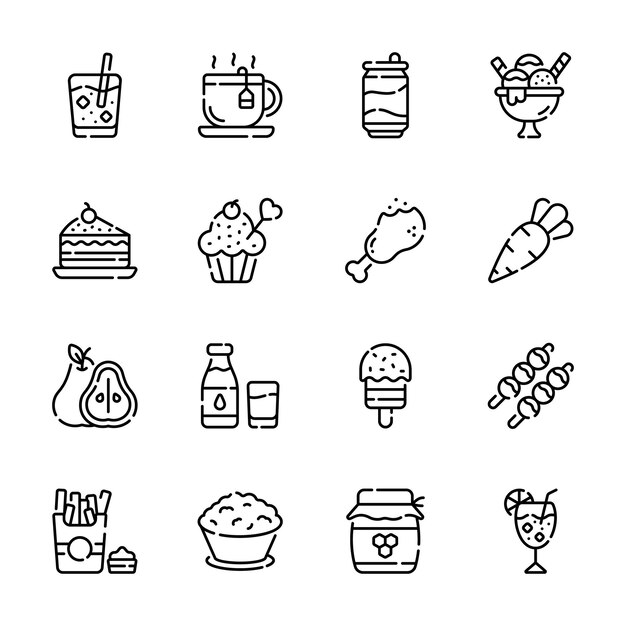 Consigue esta increíble colección de iconos de comida y bebidas