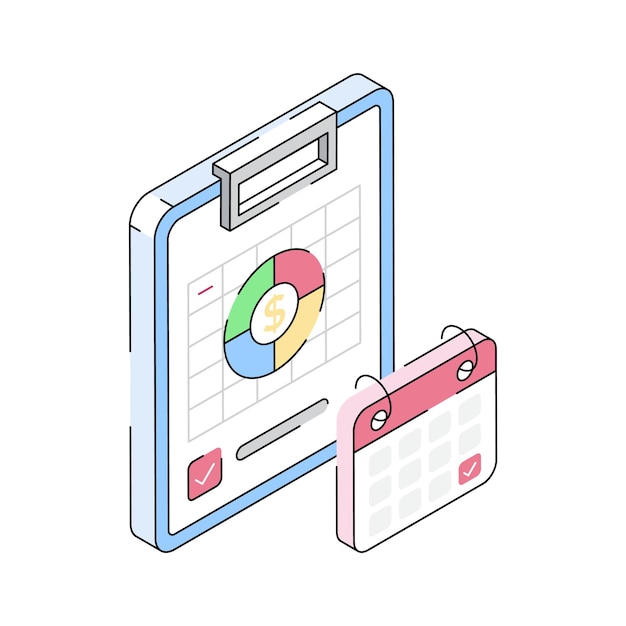 Consigue este increíble diseño de horario financiero icono isométrico