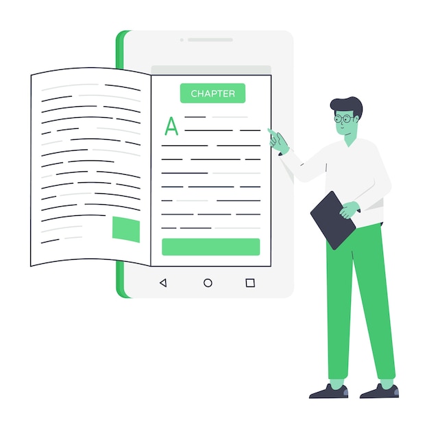 Consigue esta increíble ilustración plana de ebook