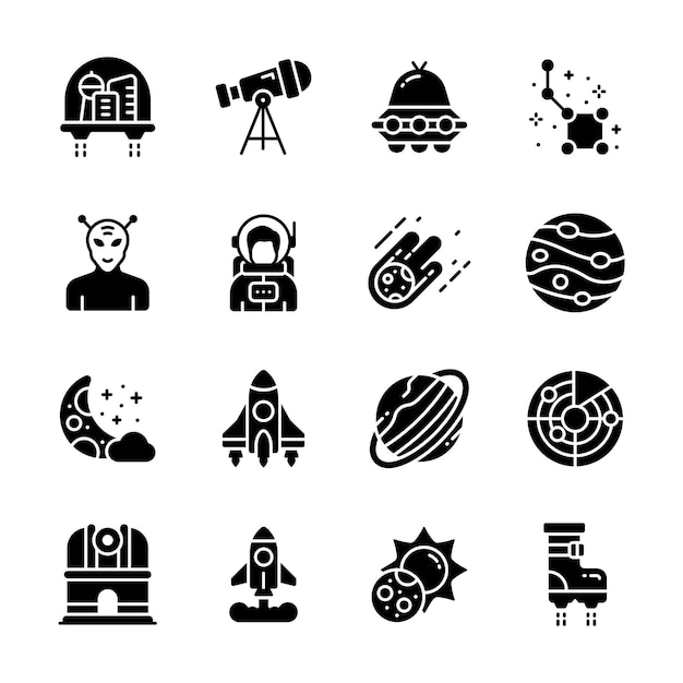 Consigue este increíble paquete de iconos de glifos espaciales y astronómicos
