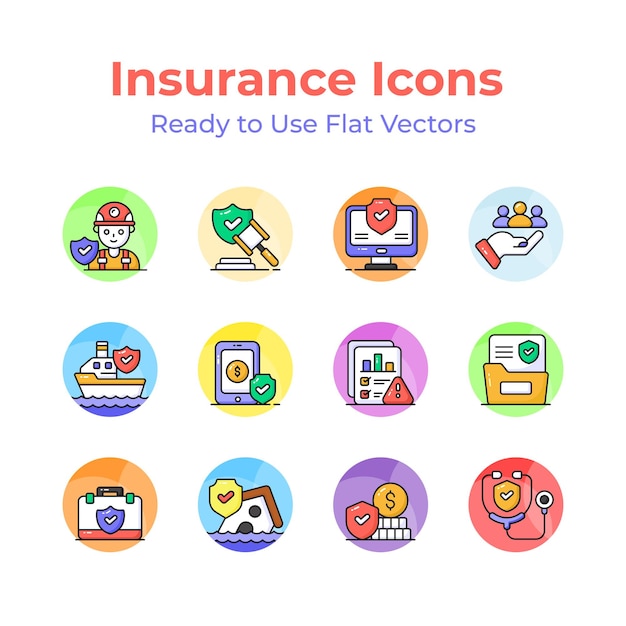 Consigue este llamativo icono de seguro con un estilo de diseño moderno fácil de usar y descargar