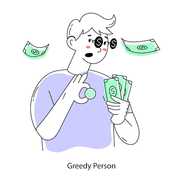 Consigue este mini dibujo de una persona codiciosa