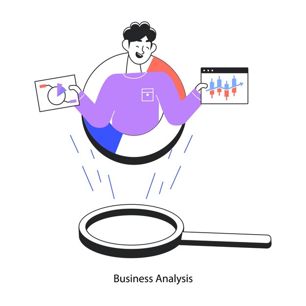 Consigue esta mini ilustración lineal del análisis de negocios