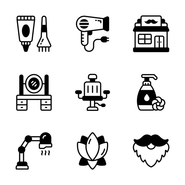 Consigue este moderno paquete de iconas de cuidado de la piel y belleza