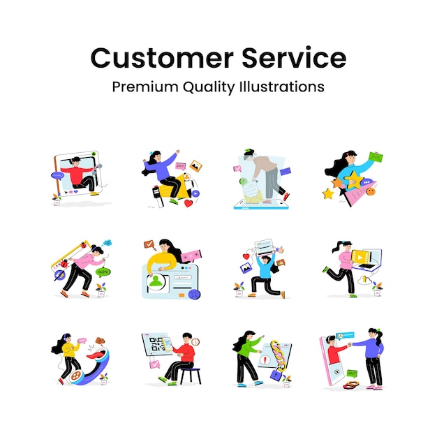 Consigue este moderno paquete de ilustraciones de servicios al cliente
